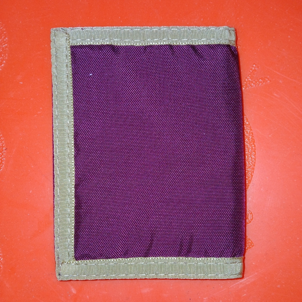 Maroon And Tan Trifold Velcro Wallet